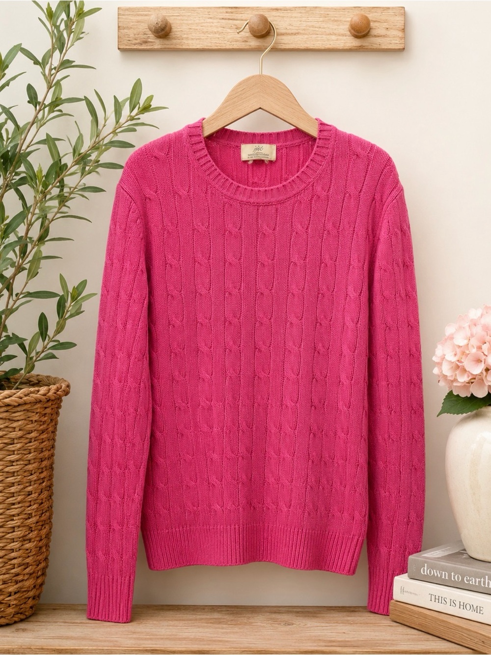 346 brooks brothers Cable-Knit Crewneck Sweater - Pink size xl